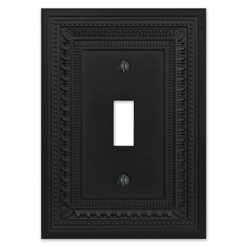 Filigree Border Matte Black Cast - Wallplate Warehouse