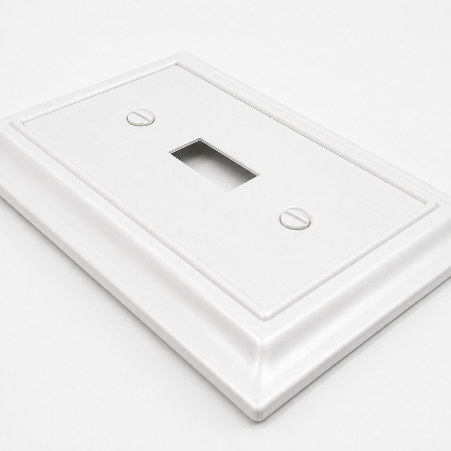Sydney White Steel - 1 Toggle Wallplate