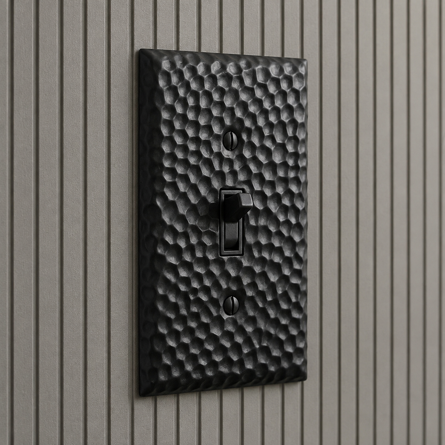 Hammered Matte Black Steel - 1 Toggle Wallplate