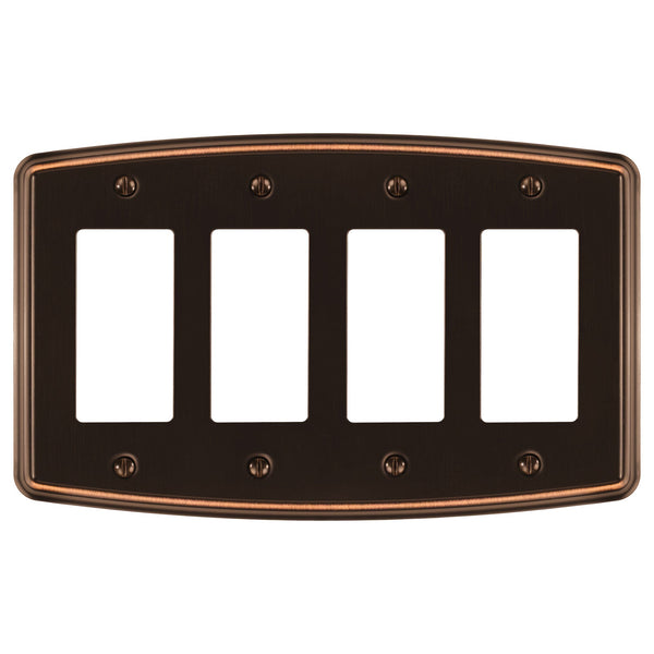 Irvine Aged Bronze - 4 Rocker Wallplate