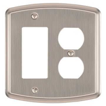 Irvine Brushed Nickel - 1 Rocker/1 Duplex Wallplate