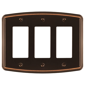 Irvine Aged Bronze - 3 Rocker Wallplate