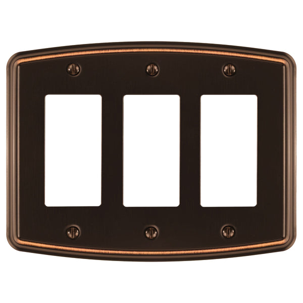 Irvine Aged Bronze - 3 Rocker Wallplate