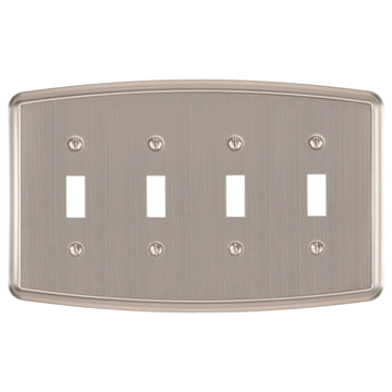Irvine Brushed Nickel - 4 Toggle Wallplate