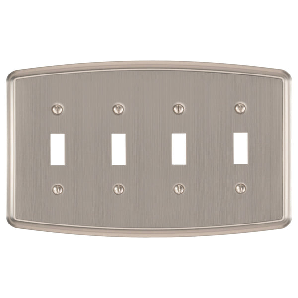 Irvine Brushed Nickel - 4 Toggle Wallplate