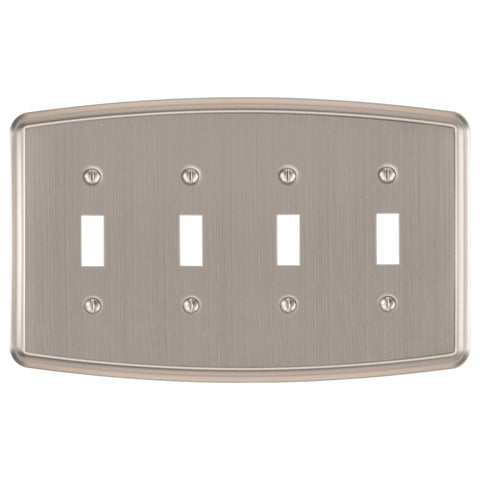 Irvine Brushed Nickel - 4 Toggle Wallplate
