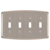 Irvine Brushed Nickel - 4 Toggle Wallplate