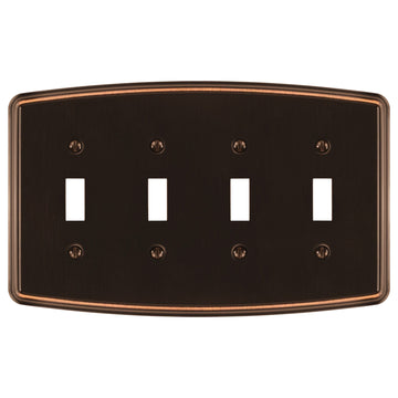 Irvine Aged Bronze - 4 Toggle Wallplate