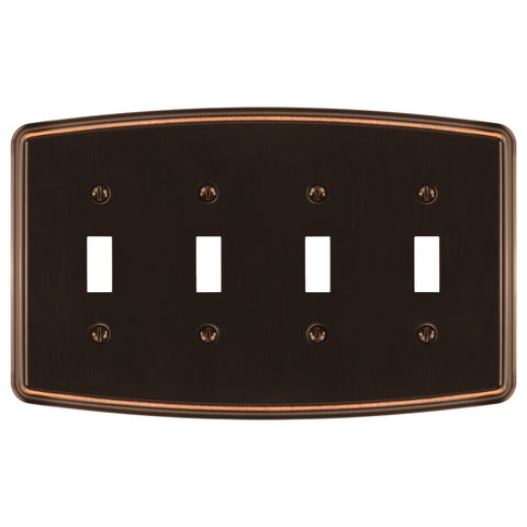 Irvine Aged Bronze - 4 Toggle Wallplate
