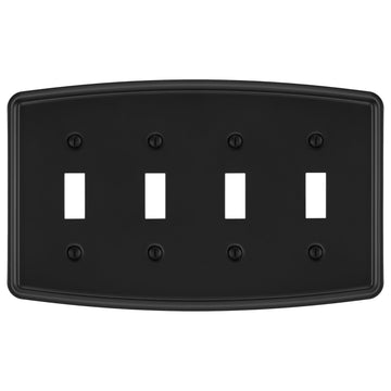 Irvine Matte Black - 4 Toggle Wallplate