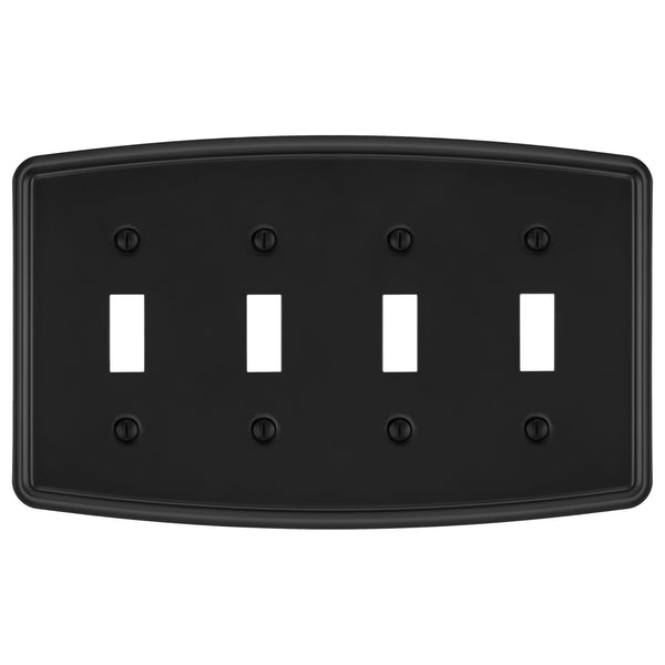 Irvine Matte Black - 4 Toggle Wallplate