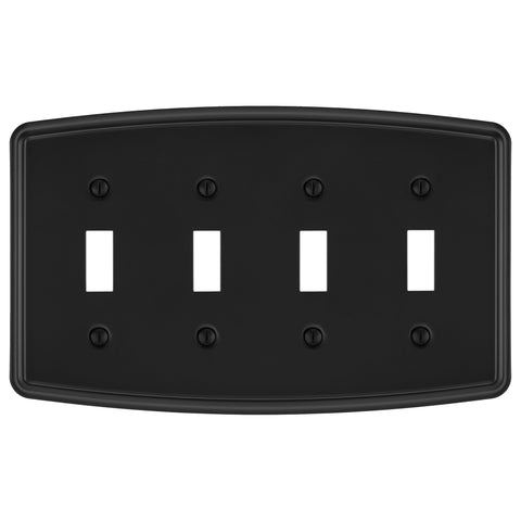 Irvine Matte Black - 4 Toggle Wallplate