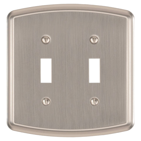 Irvine Brushed Nickel - 2 Toggle Wallplate