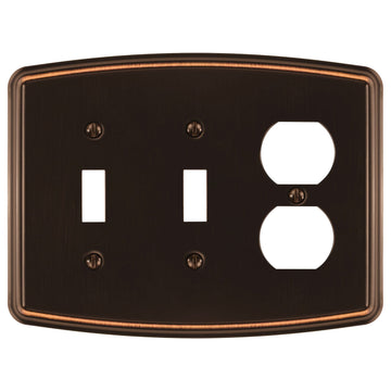 Irvine Aged Bronze - 2 Toggle/1 Duplex Wallplate