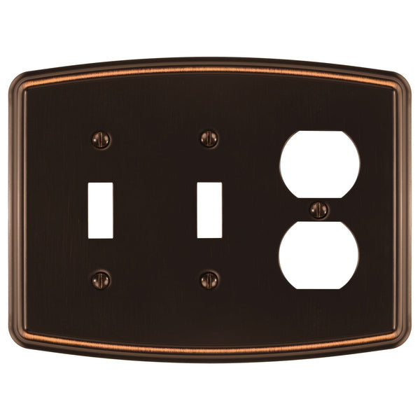 Irvine Aged Bronze - 2 Toggle/1 Duplex Wallplate