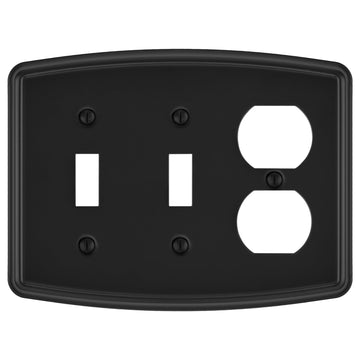 Irvine Matte Black - 2 Toggle/1 Duplex Wallplate