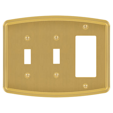 Irvine Brushed Gold - 2 Toggle/1 Rocker Wallplate