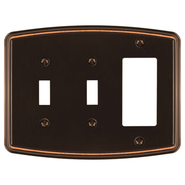 Irvine Aged Bronze - 2 Toggle/1 Rocker Wallplate