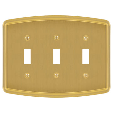 Irvine Brushed Gold - 3 Toggle Wallplate