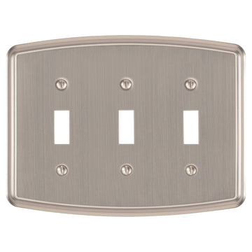 Irvine Brushed Nickel - 3 Toggle Wallplate