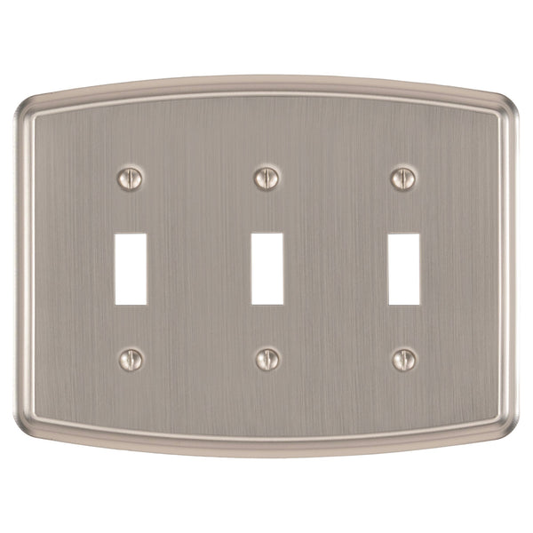 Irvine Brushed Nickel - 3 Toggle Wallplate