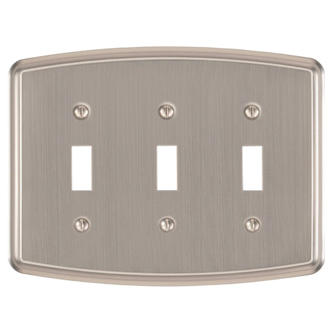 Irvine Brushed Nickel - 3 Toggle Wallplate