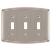 Irvine Brushed Nickel - 3 Toggle Wallplate