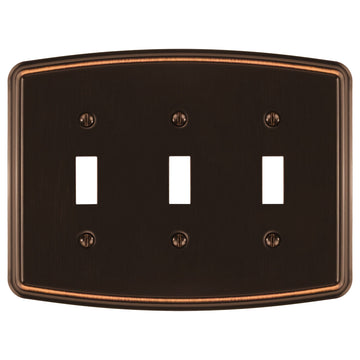 Irvine Aged Bronze - 3 Toggle Wallplate