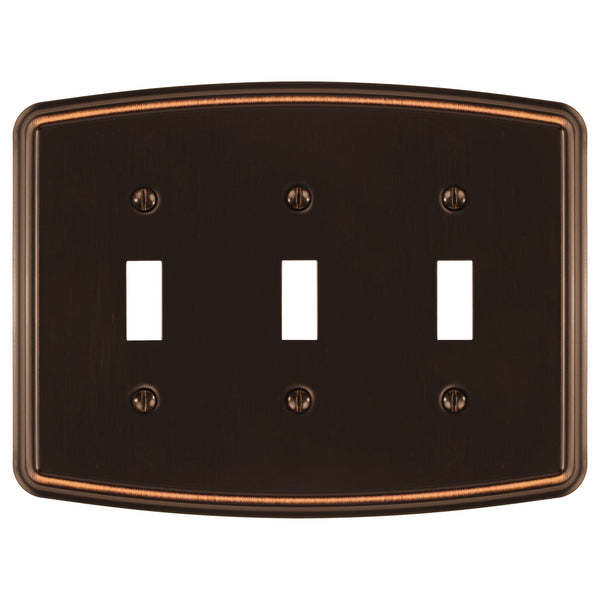 Irvine Aged Bronze - 3 Toggle Wallplate