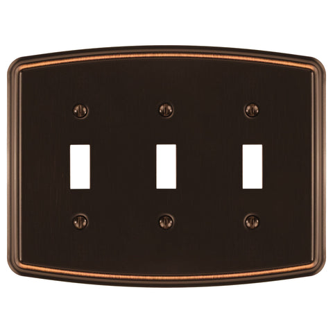 Irvine Aged Bronze - 3 Toggle Wallplate