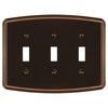 Irvine Aged Bronze - 3 Toggle Wallplate