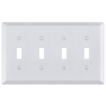Century Bright White - 4 Toggle Wallplate