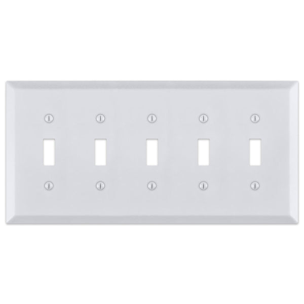 Century Bright White - 5 Toggle Wallplate