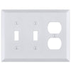 Century Bright White - 2 Toggle/1 Duplex Wallplate