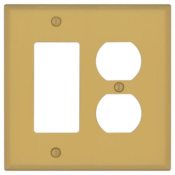 Oxford Brushed Gold - 2 Toggle/1 Rocker Wallplate