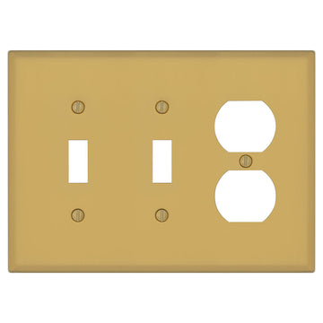 Oxford Brushed Gold - 2 Toggle/1 Duplex Wallplate