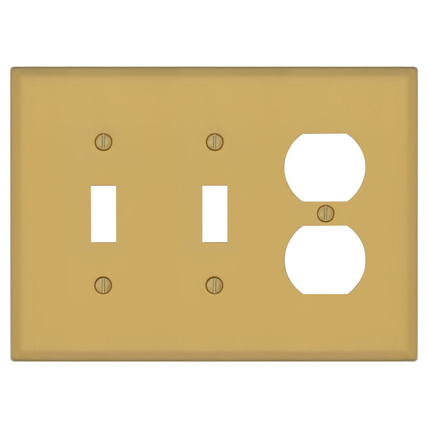 Oxford Brushed Gold - 2 Toggle/1 Duplex Wallplate