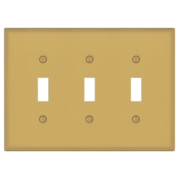 Oxford Brushed Gold - 3 Toggle Wallplate