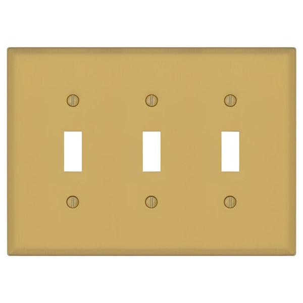 Oxford Brushed Gold - 3 Toggle Wallplate