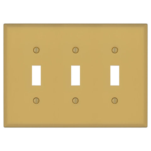 Oxford Brushed Gold - 3 Toggle Wallplate