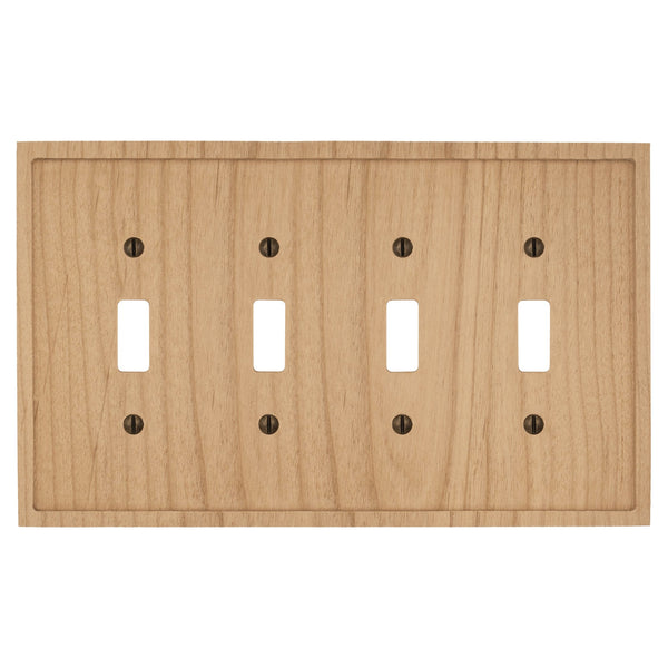 Slim Shaker Unfinished Wood - 4 Toggle Wallplate