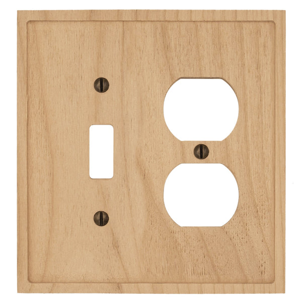 Slim Shaker Unfinished Wood - 1 Toggle/1 Duplex Wallplate