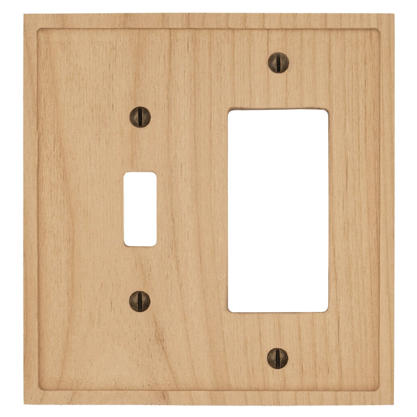 Slim Shaker Unfinished Wood - 1 Toggle/1 Rocker Wallplate