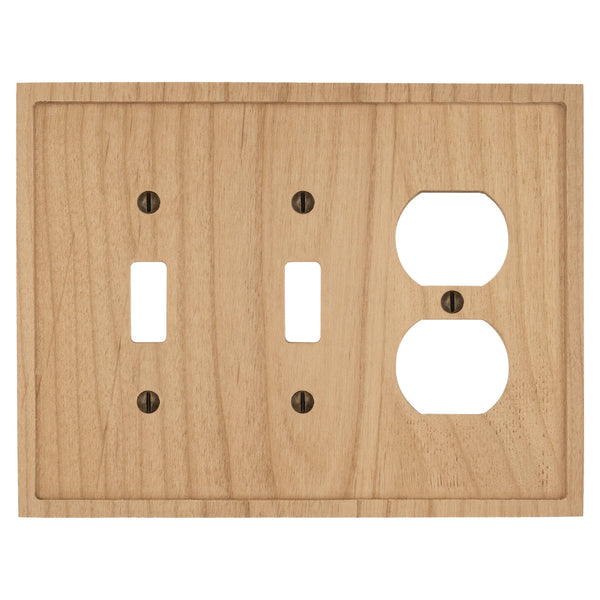 Slim Shaker Unfinished Wood - 2 Toggle/1 Duplex Wallplate