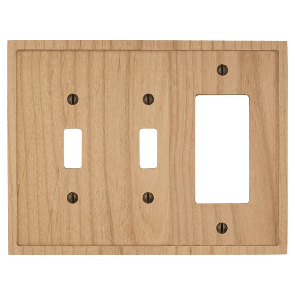 Slim Shaker Unfinished Wood - 2 Toggle/1 Rocker Wallplate