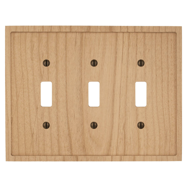 Slim Shaker Unfinished Wood - 3 Toggle Wallplate