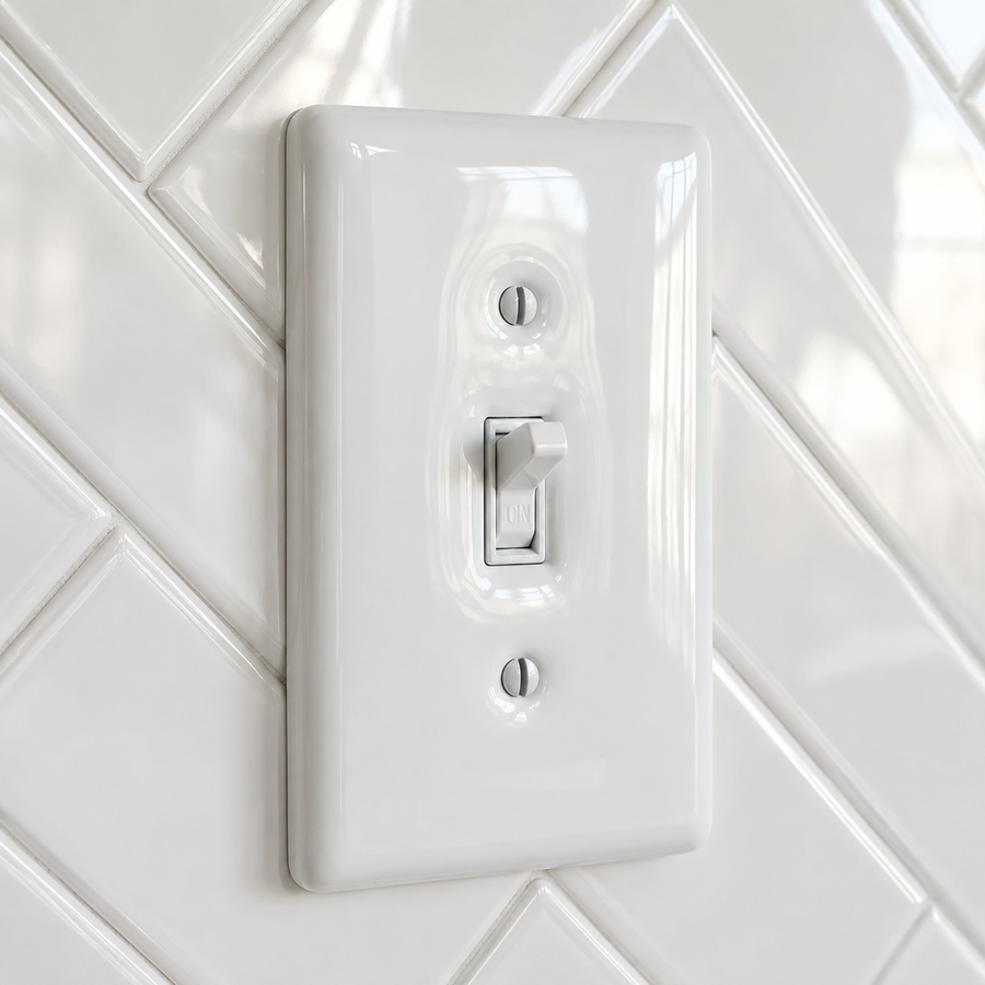 Metro White Ceramic - 1 Toggle Wallplate