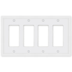Fairbanks White Wood - 4 Rocker Wallplate