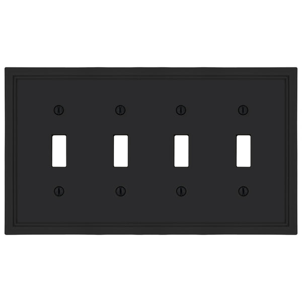 Fairbanks Black Wood - 4 Toggle Wallplate