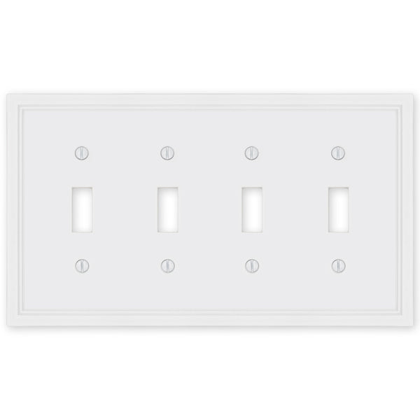 Fairbanks White Wood - 4 Toggle Wallplate